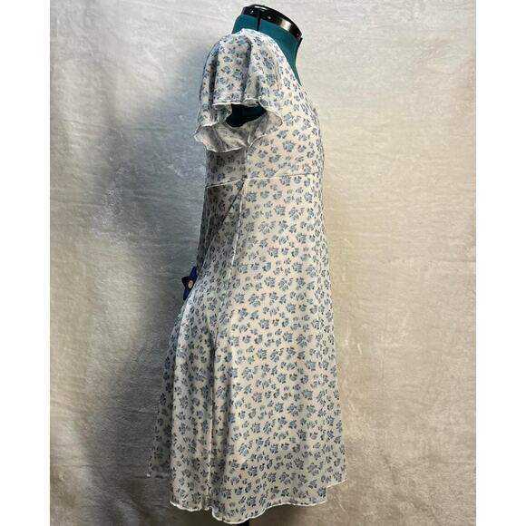See You Monday Babydoll Dress Size L Light Whimsical Dainty Floral Cottage Faire - Picture 2 of 9